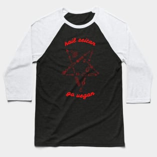 Hail seitan, go vegan / RED / Baseball T-Shirt